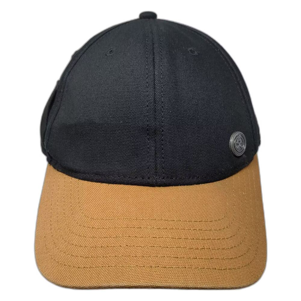 George Baseball Cap Hat Black Brown OS Strapback Hammer Pickaxe Metal Emblem